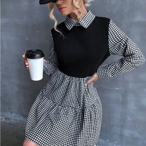 LUNE Gingham Long Sleeve Dress
